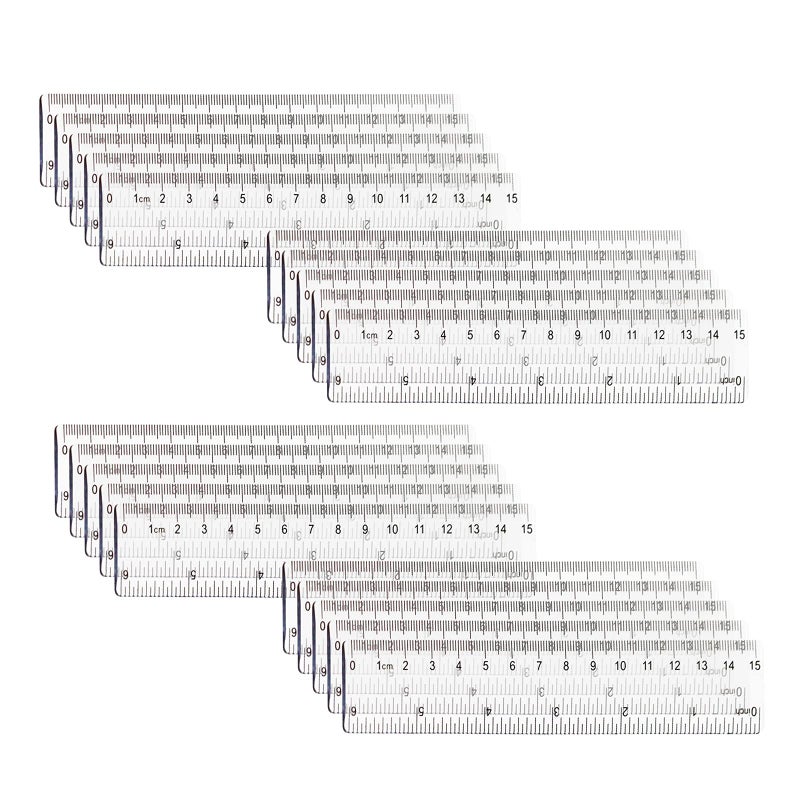 Chris.W 20 Pack Clear Plastic Ruler 6 Inch Straight Ruler Flexible with Inches and Metric for School Classroom, Home, or Office (Clear) - Image 1